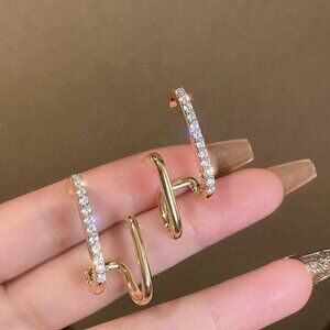 UNIQUE YELLOW GOLD AND SILVER EARRINGS FOR WOMEN